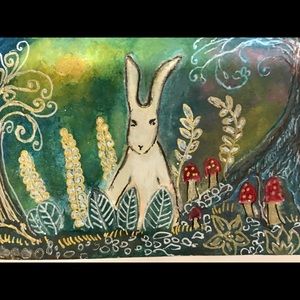 Original Aceo card bunny 2.5”x3.5” mini painting